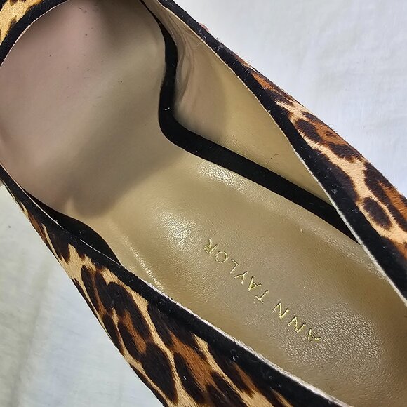 Ann Taylor Beck Leopard Print Calf Hair 3.5” Loafer Stiletto Heel Pump 9M - Picture 10 of 14